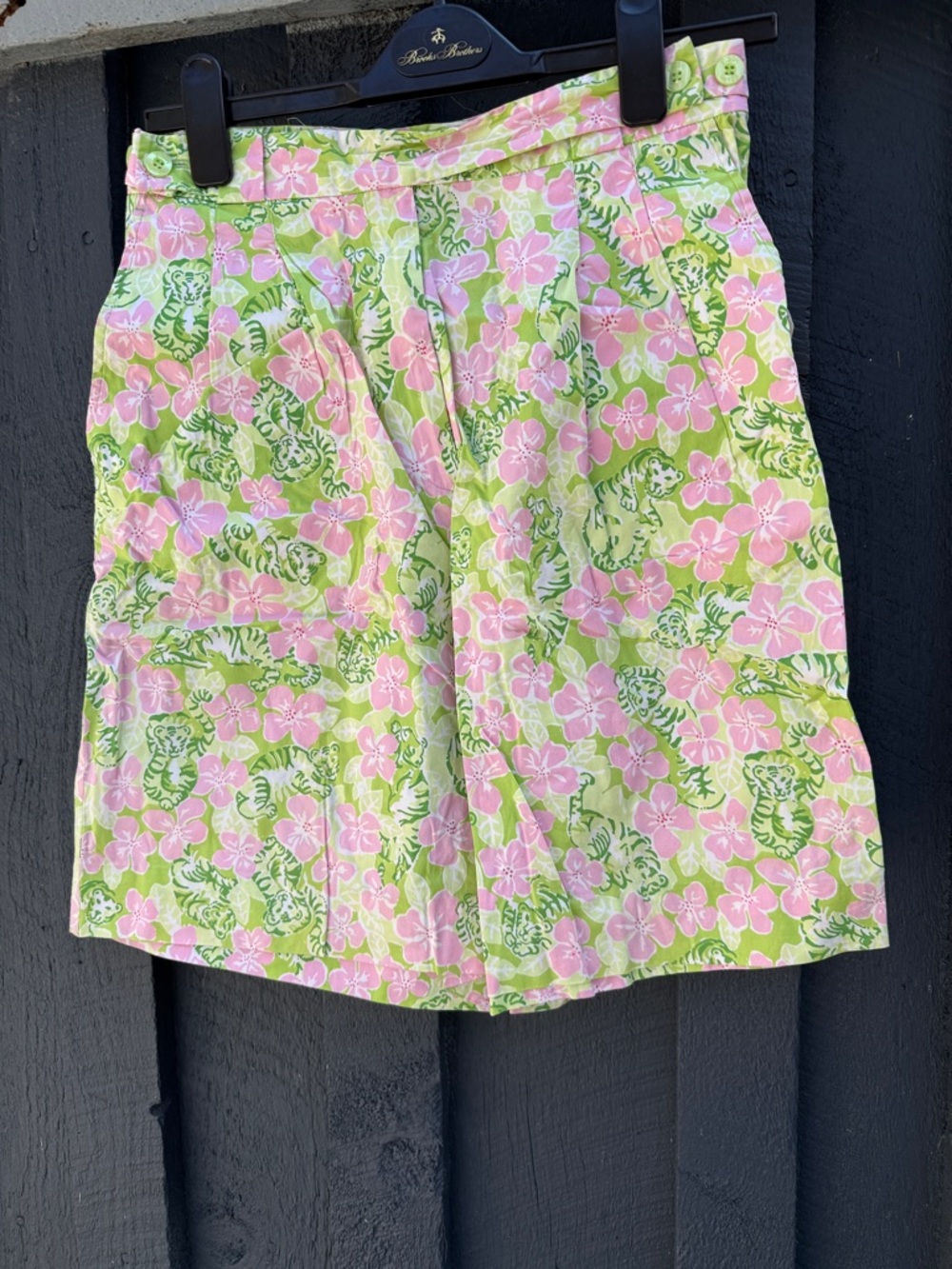 Vintage Lilly Pulitzer Women’s Floral Pleated Shorts sz 6 - Pink & Green